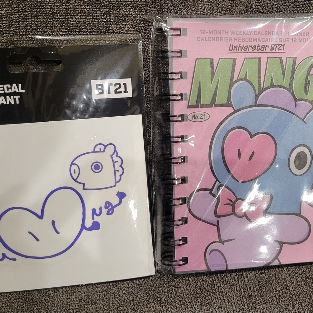Bt21 mang weekly planner and signature sticker